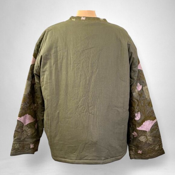 POLAGRAM Flourish Floral Embroidered Jacket, Olive/Blush, NWT! 3X - Picture 7 of 11